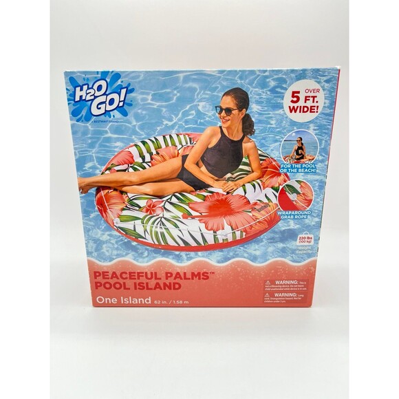 Bestway H2OGO! Peaceful Palms Pool Island Inflatable Pool Float 62” round - Picture 2 of 4